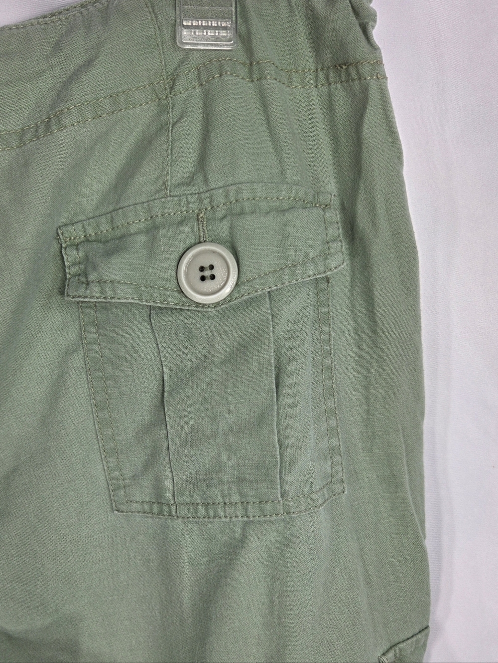 Vintage Route 66 Original Green Low Slung Linen Blend Cargo Capri Pants Size 8 - Picture 5 of 10